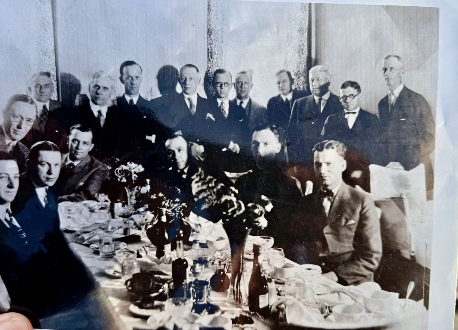 Early Lexington Rotarians at a banquet table, from the club’s archive